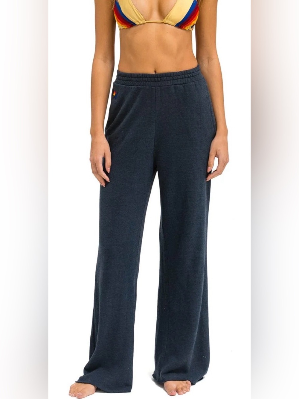 Aviator Nation Wide Leg Baggy Pocket Sweatpants 32.5”  Medium Charcoal Navy Blue
